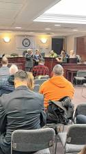 FC1 Gilbert Snyder takes the oath of office to begin his eighth term on the Franklin Borough Council on Tuesday, Jan. 7. (Photos by Luke Rowe)