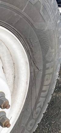 One of the slashed tires. (Photo provided by Lisa McAteer)