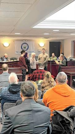 FC2 Rachel Heath takes the oath of office for another term on the Franklin Borough Council.