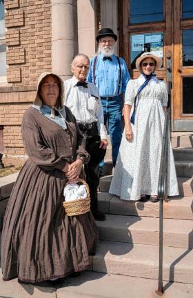 Jennifer Brylinski, Alex Everitt, Geoffrey Ithen and Wendy Wyman in period costumes Saturday, Sept. 21 at Sussex County History Day in Newton.