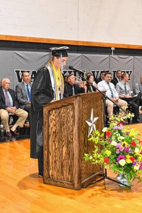 Valedictorian Braden Bonser speaks at graduation.