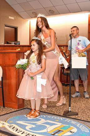 Jocelyn Balagtas, 6, is crowned Little Miss Hardyston. Behind her is Miss Hardyston 2023 Kayla Van Ginneken. Jocelyn is in kindergarten at Hardyston Elementary School.