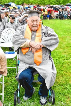 Bernard Cutler, 95, of Wantage was among those graduating from Sussex County Community College on Thursday, May 16. He is the oldest graduate in the college’s history. (Photo by Maria Kovic)
