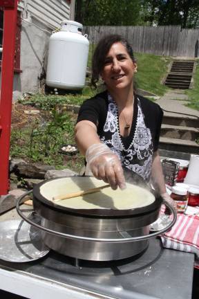 Lena Schugart of Sparta making crepes.