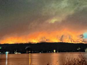 Wildfires are visible from the west side of Greenwood Lake at 2 a.m. Sunday, Nov. 10. (Photos by Denise von Wilke)