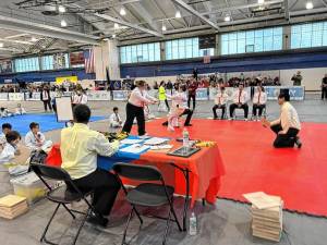 Deaglan Goes of Lafayette competes in the breaking division at the U.S. Hong Ik Taekwondo Championship on March 23 at Queens College in New York. (Photos provided)