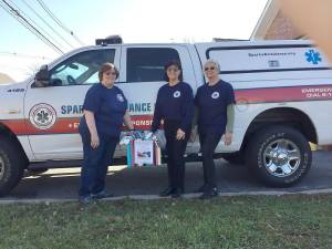 Pictured in the center is Arlene Kayne, along with Janice Johnson (left) and Renee Ferguson during a recent sock drive (Photo provided)