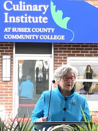 Lorraine Parker, former chairwoman of the SCCC board of trustees, speaks Thursday, April 27 at the new Culinary Institute.