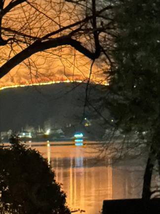 Wildfires are visible from the west side of Greenwood Lake at 2 a.m. Sunday, Nov. 10. (Photo by Denise von Wilke)