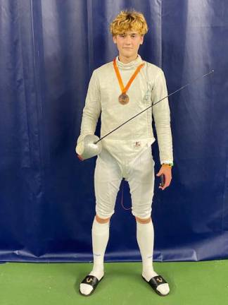 Allen Trudnos is saber captain of the Morris Catholic/Pope John fencing team. (Photos provided)