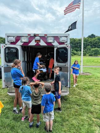 Children tour an ambulance of St. Clare’s First Aid Squad.