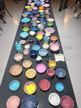 Students made more than 100 ceramic bowls for the event.