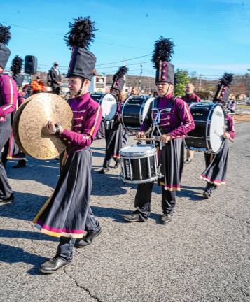 <b>Members of the Newton High School marching band.</b>