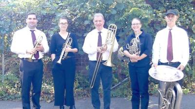 Brassworks members, from left, Joseph Soriano, Katie Miller, Roger Verdi, Leah Swanger and Paul Ogushwitz.