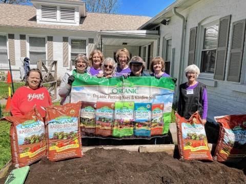 Snufftown Garden Club plants beds at food pantry