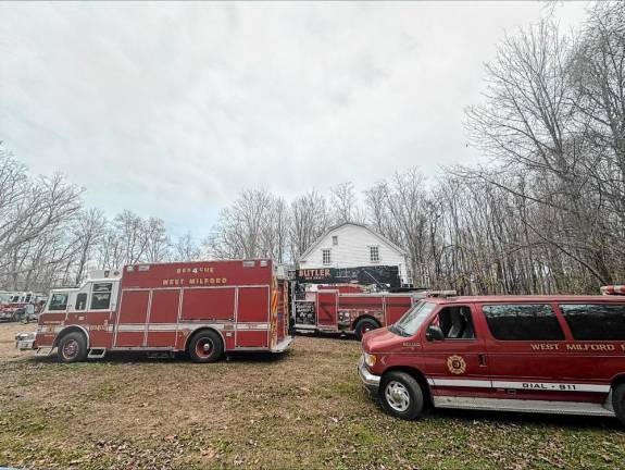 Emergency vehicles are parked at Long Pond Ironworks on Sunday, Nov. 10. (Photo by Denise von Wilke)