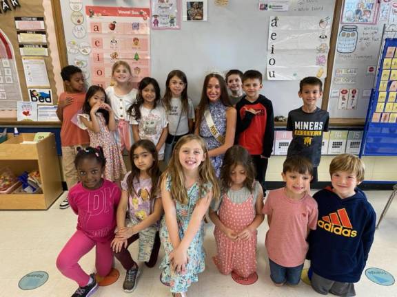 Miss Hardyston Kayla Van Ginneken reads to students at Hardyston Elementary School earlier this month.