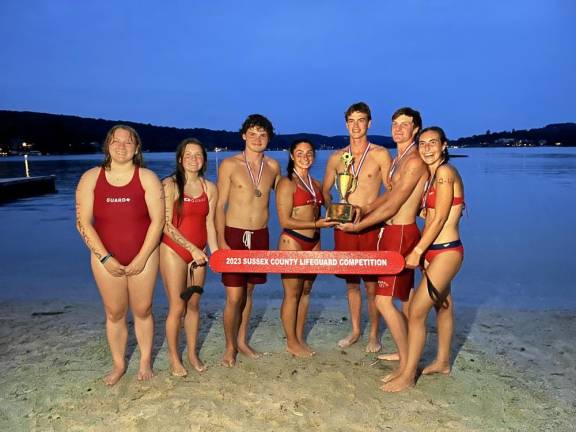 The Culver Lake lifeguard team won the competition. From left are Madeline Crowell, Victoria Sweeney, Harrison Cardinale, Heidi Van den Heuvel, Ryan VanOstenbridge, John Postma and Angela Appice.