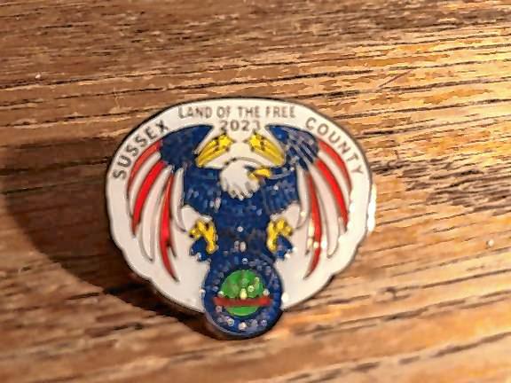 The 2023 veterans pin designed by Nicolas Pacheco.