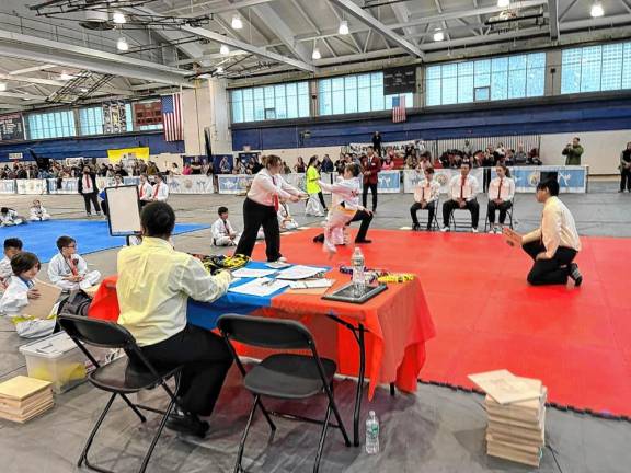 Deaglan Goes of Lafayette competes in the breaking division at the U.S. Hong Ik Taekwondo Championship on March 23 at Queens College in New York. (Photos provided)