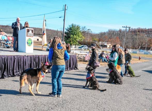 <b>The Purple Dragon K9s perform during the parade.</b>