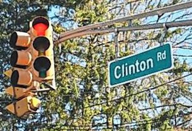 The traffic light at Clinton Road and Route 23.