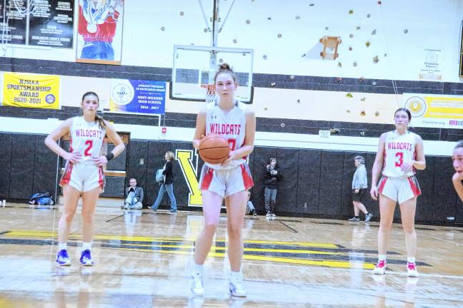 <b>HP3 High Point's Ashley Schell at the free throw line. She scored five points in the game.</b>