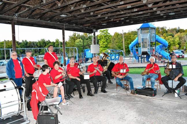 The Franklin Band performs during the service.