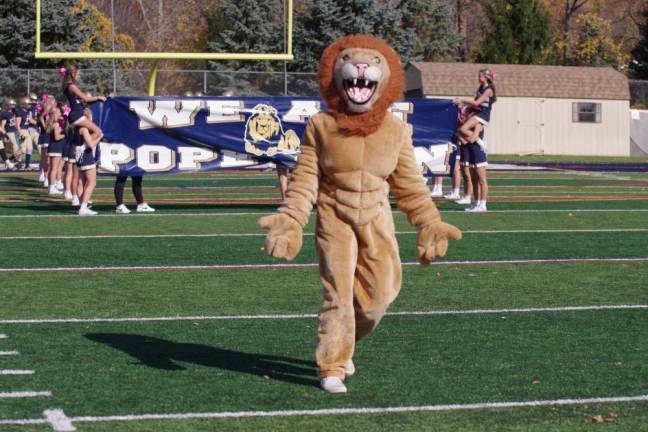 The Pope John Lion mascot was ready for some football!