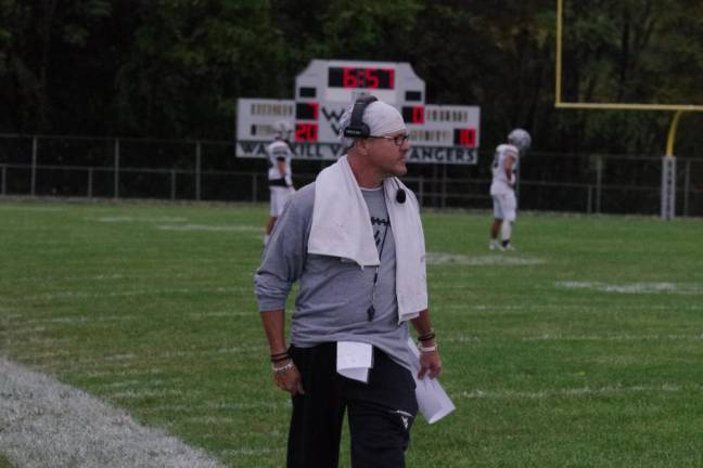 Wallkill Valley head football coach Bobby Leach watches from the sideline.