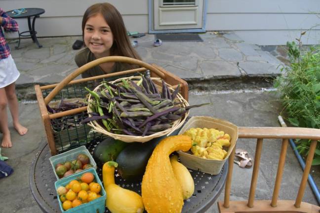 Kai, 11, with the morning haul on Aug. 29.