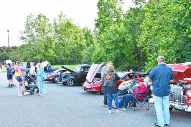 Cars on display in what is billed as North Jersey’s Biggest Car + Truck Show on Tuesday, Aug. 13 at the Shoppes at Lafayette. (Photo by Maria Kovic)