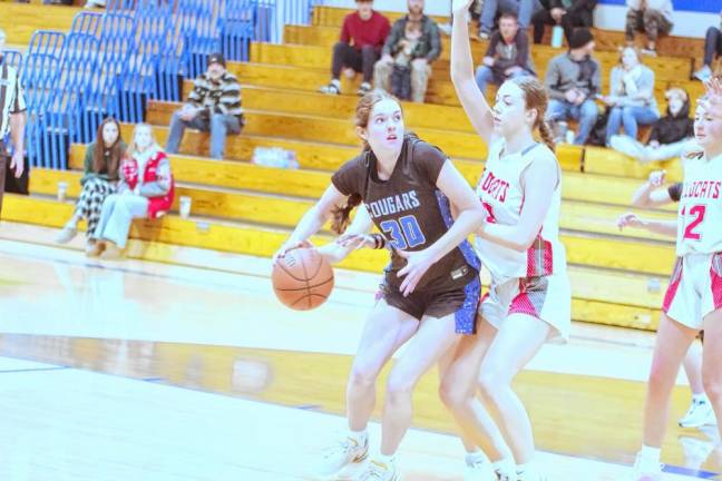 HP1 Kittatinny's Lina Hull handles the ball in the game against High Point on Jan. 4. Kittatinny won, 37-29. (Photos by George Leroy Hunter)