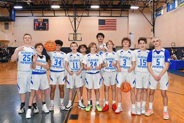 The Sussex-Wantage boys placed first in the 43rd annual basketball tournament hosted by Hardyston Township Middle School.