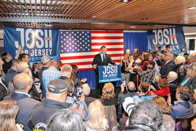 <b>Rep. Josh Gottheimer launches his campaign for governor at the Runway Diner in South Hackensack.</b>