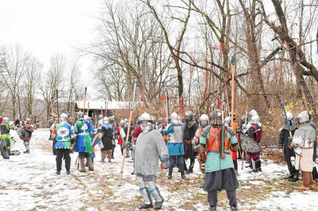 Re-enactors show off skills in battle