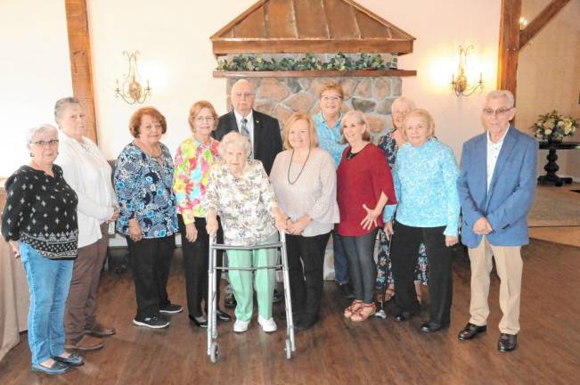 Front row, from left, are June Eisenecker, Nancy Jasinski, Renee Weiss and Carol Pra. Back row, from left, are Betty Santucci, Hope Clark, Toni Dionisio, Christine Dabrowski, Ellis Marples, Robin Elmo, Mary Ruane and Wayne Frankel. (Photo provided)