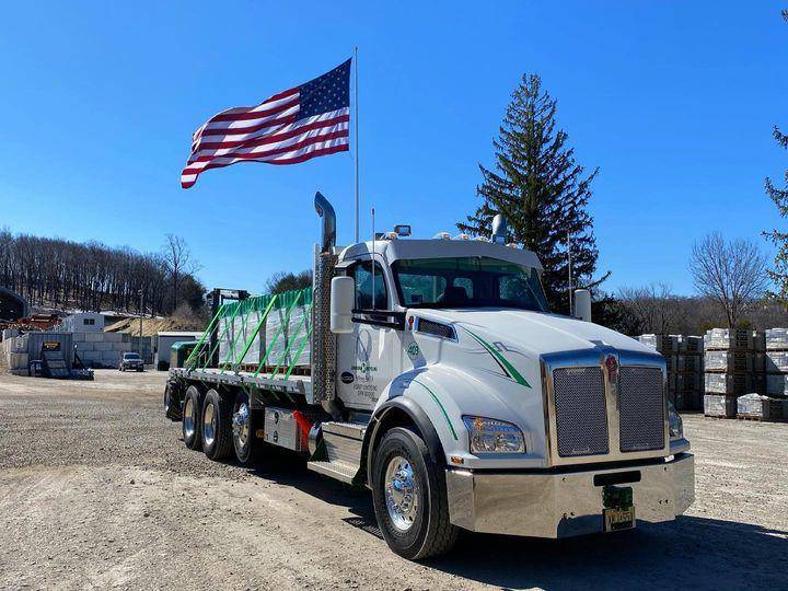 $!A Jefferson Recycling Truck delivers hardscape supplies.