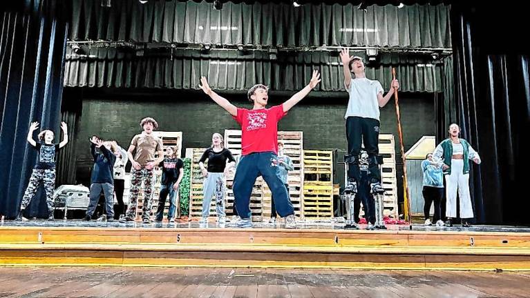 <b>Students at Sussex County Technical School in Sparta rehearse ‘Big Fish: School Edition,’ a musical that will be performed March 21-23. (Photos provided)</b>