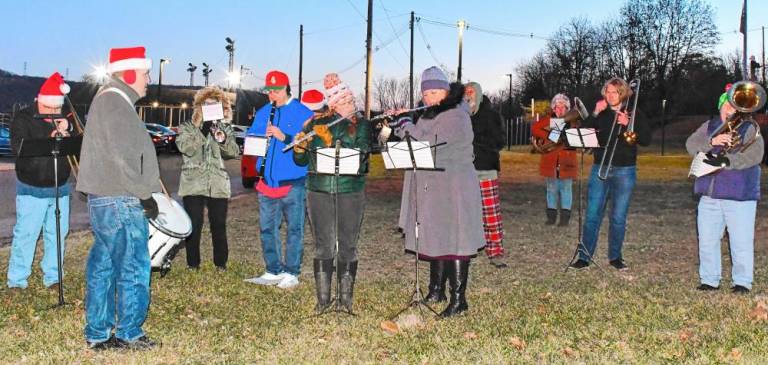 Members of the Franklin Band perform at the tree lighting.